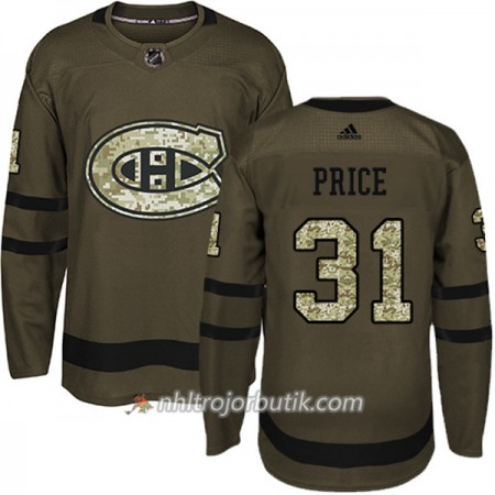 Män Ishockey Montreal Canadiens Tröja Carey Price 31 Adidas 2017-2018 Camo Grön Authentic